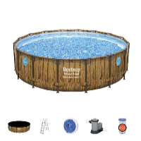 Bestway Piscină Power Steel Wood Swim Vista 4,88 x 1,22 m cu accesorii
