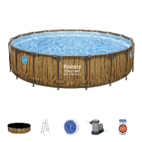 Bestway Piscină Power Steel Wood Swim Vista 5,49 x 1,22 m cu accesorii