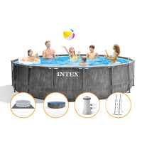 Intex Piscină Prism Frame Greywood 4,57 x 1,22 m cu accesorii