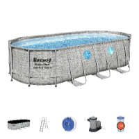 Bestway Piscină Power Steel Stacked Stone Swim Vista 5,49 x 2,74 x 1,22 m cu accesorii
