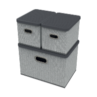 HomeLife Cutie de depozitare cu capac, set de 3 bucăți - gri