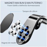 Road Star Suport magnetic auto pentru telefon cu prindere pe grila de ventilație AirGrip