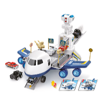 Kids World Set de joacă avion de poliție cu rampă - 35 x 35 x 20 cm
