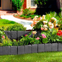 Garden King Bordură de grădină din plastic cu imitație de piatră - set 10 bucăți