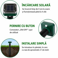 Garden King Aparat solar anti cârtițe Quadro SD-SL080A - set 2 buc.