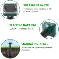 Garden King Aparat solar anti cârtițe Quadro SD-SL080A - set 2 buc.