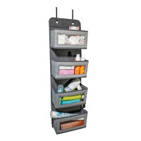 HomeLife Organizator suspendat pentru ușă 31 x 101 x 13 cm, 4 buzunare, gri cu dungi