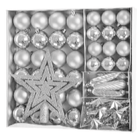 MagicHome Set de decorațiuni de Crăciun, 50 buc argintiu