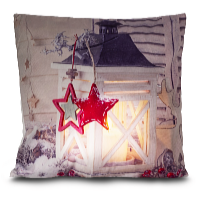 HomeLife Husă de pernă luminoasă LED Felinar alb 40 x 40 cm