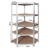 Profi Tools Raft metalic de colț 180 x 90 x 70 x 40 cm cu 5 rafturi ZEUS TC-081