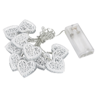 Platinium Instalație de lumină LED - inimi metalice, 1,6 m, alb cald