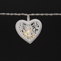 Platinium Instalație de lumină LED - inimi metalice, 1,6 m, alb cald