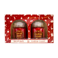 Arôme Lumânare parfumată de Crăciun Spiced Apple + Cranberry & Caramel, 2 x 85 g