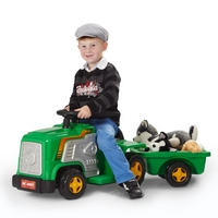 Kids World Tractor electric pentru copii cu remorcă