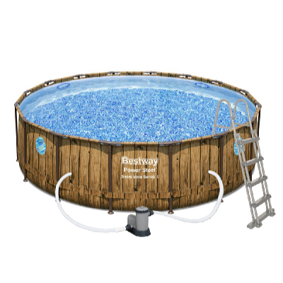 Bestway Piscină Power Steel Wood Swim Vista 4,88 x 1,22 m cu accesorii