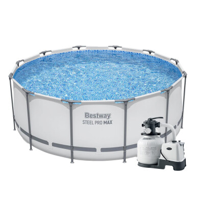 Bestway Piscină Steel Pro Max 3,66 x 1,22 m cu Filtru de nisip KRYSTAL CLEAR cu dispozitiv de descompunere a sării 6000 l/oră QX2100 plus 2 buc adaptoare Intex B