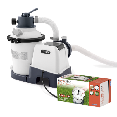 Intex Filtru de nisip KRYSTAL CLEAR 2000 l/oră + Bile de filtrare POLYSPHERE 500 g