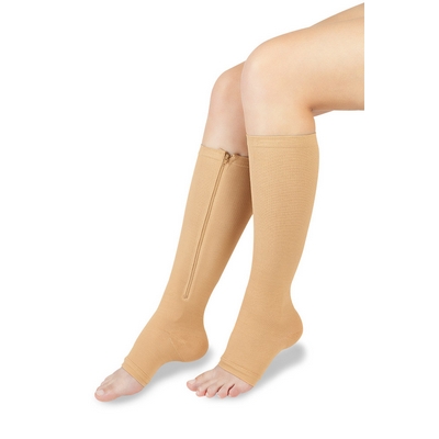 Wellife Ciorapi compresivi cu fermoar - culoare piele 2XL