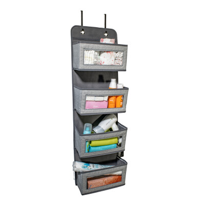 HomeLife Organizator suspendat pentru ușă 31 x 101 x 13 cm, 4 buzunare, gri cu dungi