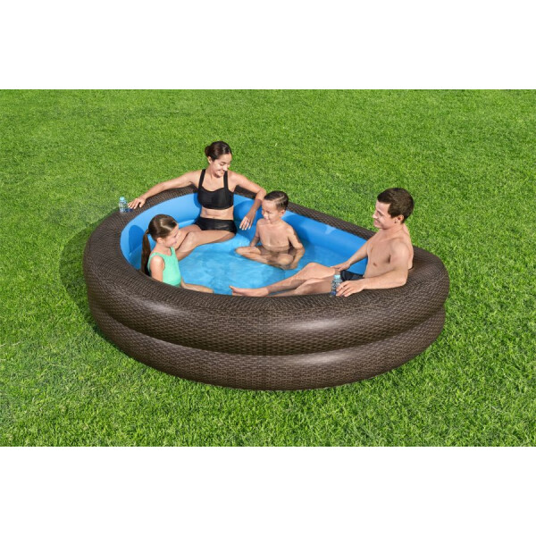 Bestway Piscină pentru copii Rattan cu scaune 231 x 178 x 53 cm