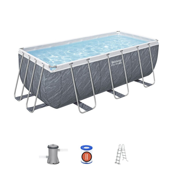Bestway Piscină Steel Pro Max Marble 4,12 x 2,01 x 1,22 m cu accesorii