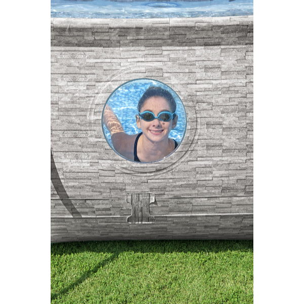 Bestway Piscină Power Steel Stacked Stone Swim Vista 4,88 x 3,05 x 1,07 m cu accesorii