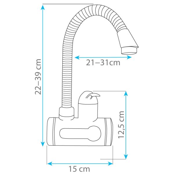 HomeLife Robinet electric cu încălzitor de apă WALL DIGITERM Flexi SDR-10C-3