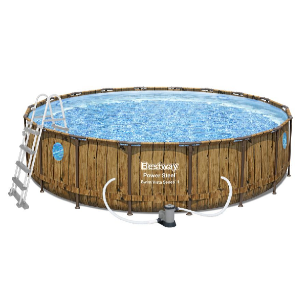 Bestway Piscină Power Steel Wood Swim Vista 5,49 x 1,22 m cu accesorii