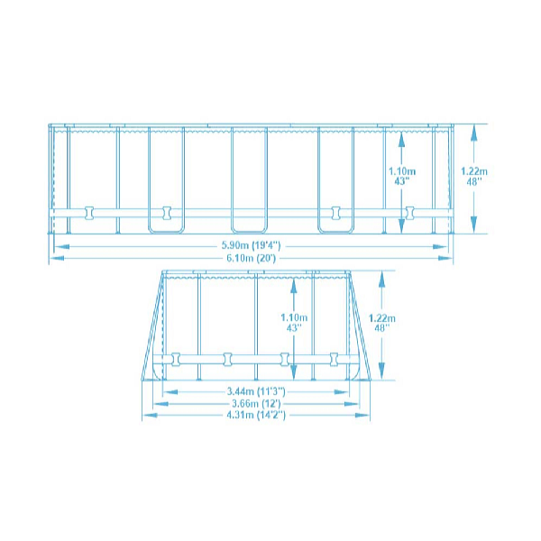 Bestway Piscină Power Steel Comfort Jet 6,1 x 3,66 x 1,22 m cu accesorii