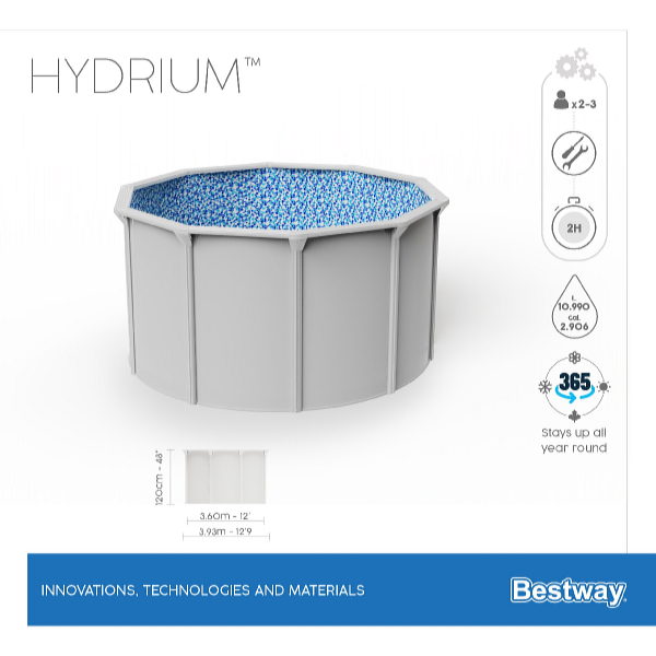Bestway Piscină Hydrium 3,6 x 1,2 m cu accesorii