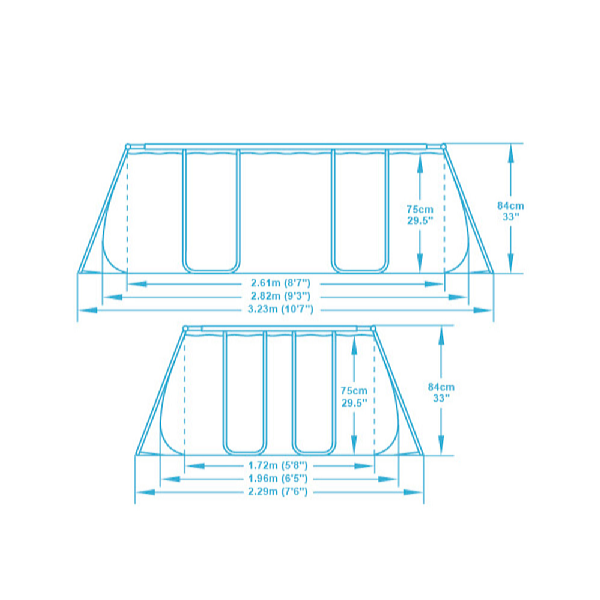 Bestway Piscină Power Steel 2,82 x 1,96 x 0,84 m cu pompă de recirculare