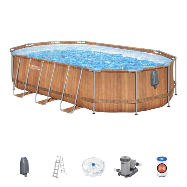 Bestway Piscină Power Steel Comfort Jet 6,1 x 3,66 x 1,22 m cu accesorii