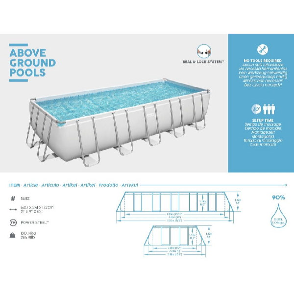 Bestway Piscină Power Steel 6,4 x 2,74 x 1,32 m cu accesorii