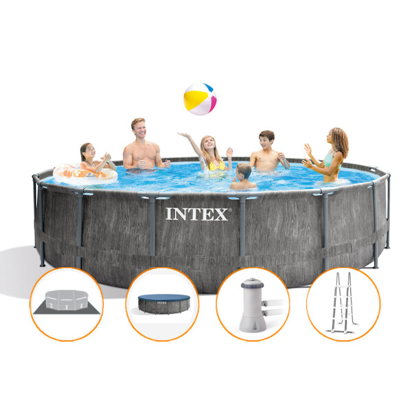Intex Piscină Prism Frame Greywood 4,57 x 1,22 m cu accesorii