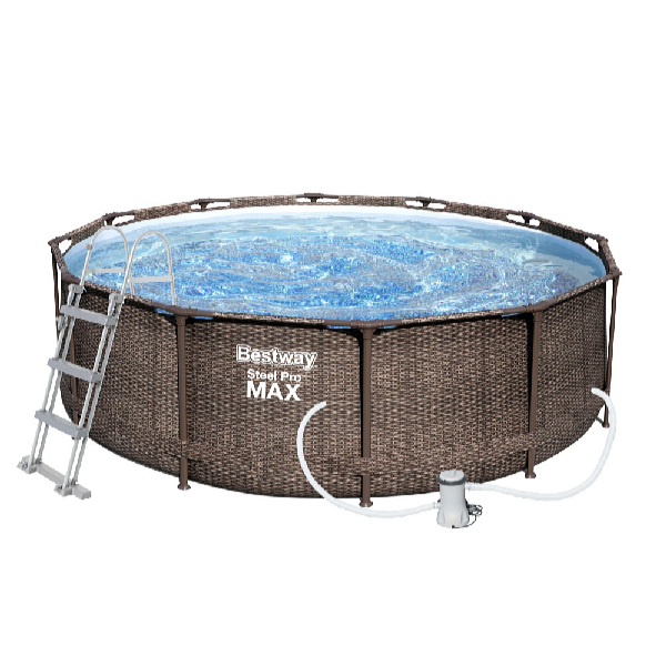 Bestway Piscină Steel Pro Max Rattan 3,66 x 1 m cu accesorii