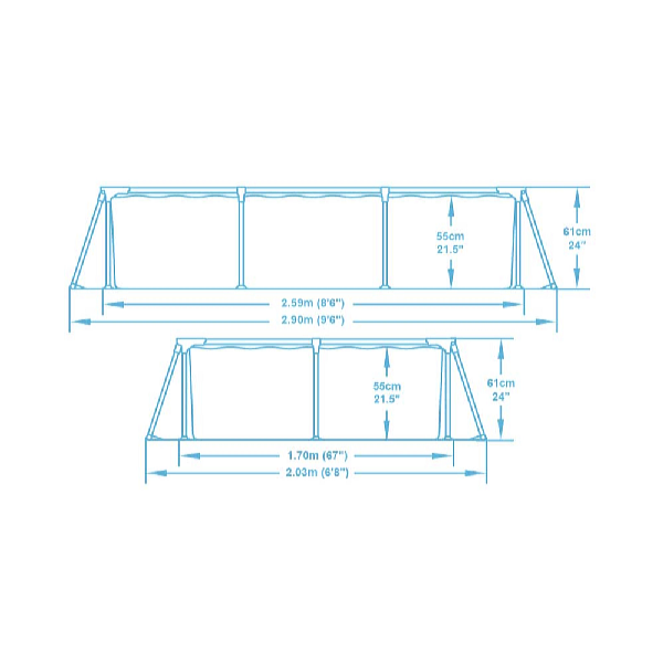 Bestway Piscină Steel Pro 2,59 x 1,70 x 0,61 m
