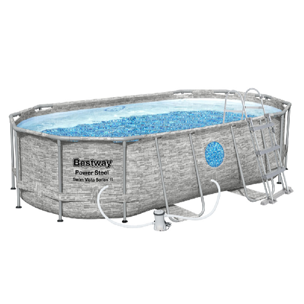 Bestway Piscină Power Steel Stacked Stone Swim Vista 4,27 x 2,5 x 1 m cu accesorii