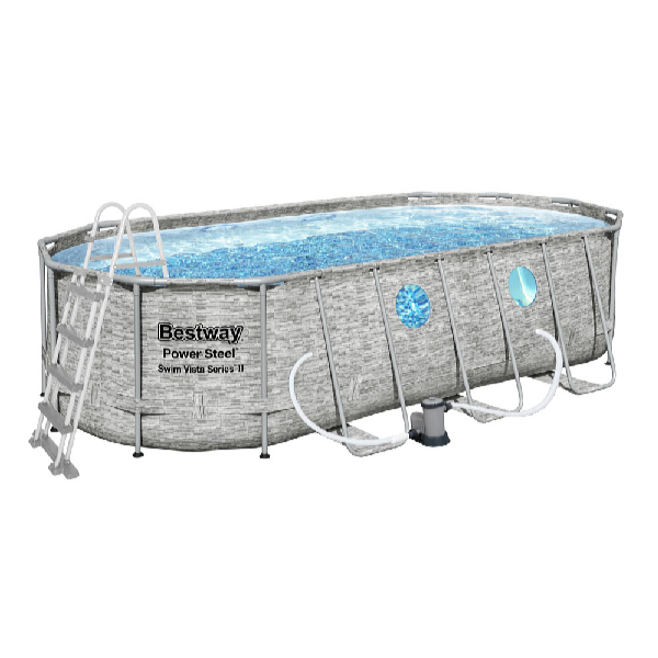 Bestway Piscină Power Steel Stacked Stone Swim Vista 5,49 x 2,74 x 1,22 m cu accesorii