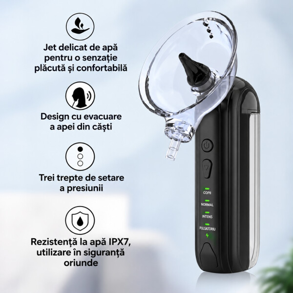 Wellife Aparat electric pentru curățarea urechilor PURE WASH OME01, negru