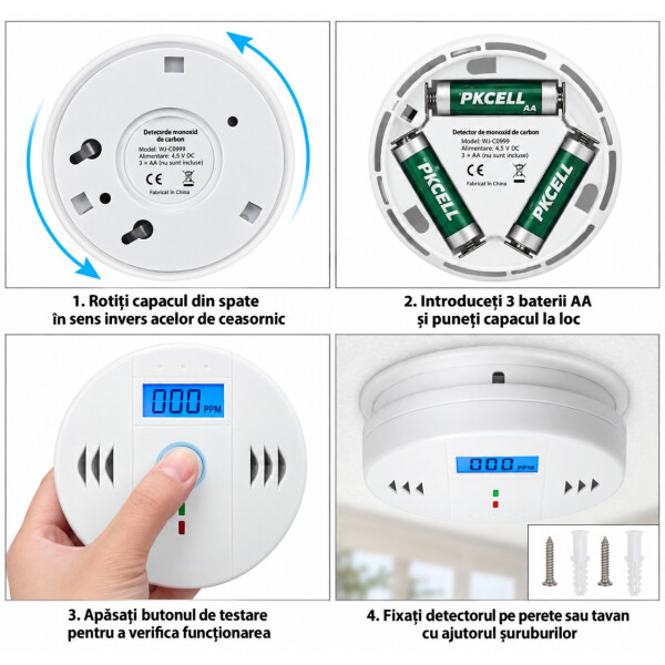Platinium Detector de monoxid de carbon cu afișaj PPM