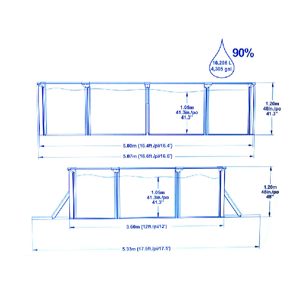 Bestway Piscină Hydrium 5 x 3,6 x 1,2 m cu accesorii