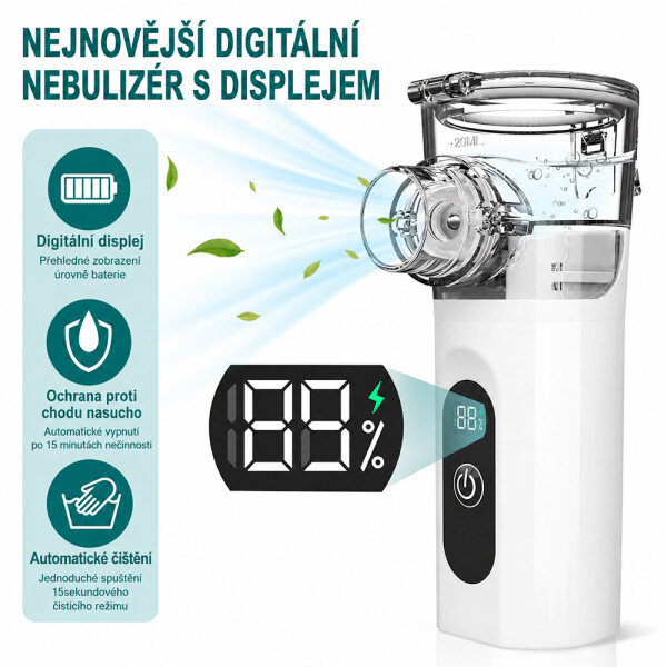 Wellife Inhalator cu ultrasunete portabil cu afișaj digital TZ-W12 - nebulizator