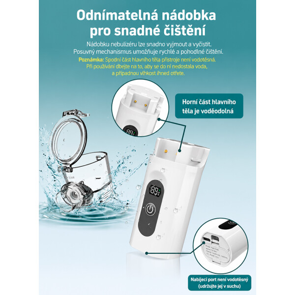 Wellife Inhalator cu ultrasunete portabil cu afișaj digital TZ-W12 - nebulizator