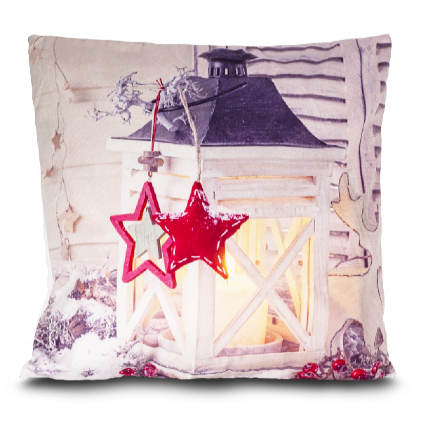 HomeLife Husă de pernă luminoasă LED Felinar alb 40 x 40 cm