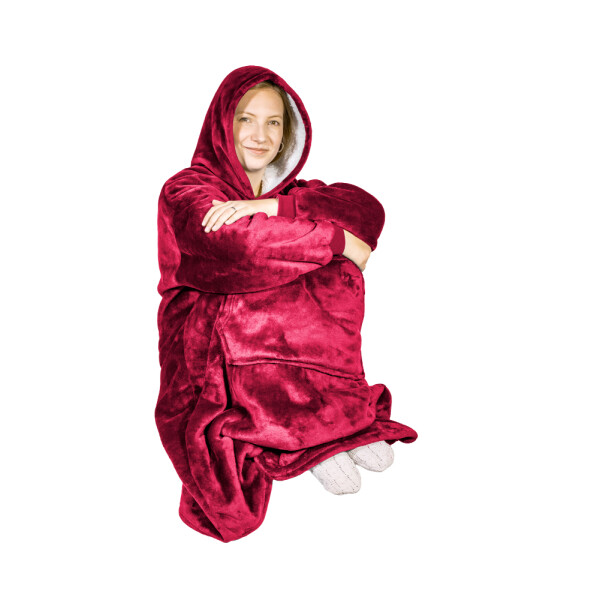 HomeLife Hoodie hanorac TV cu glugă, bordo