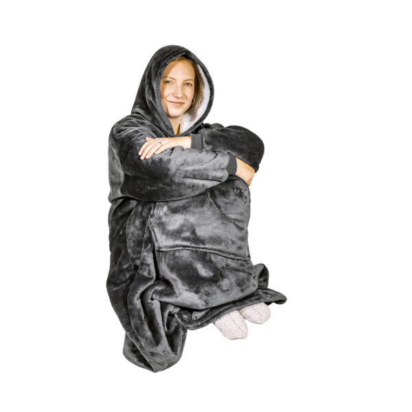 HomeLife Hoodie hanorac TV cu glugă, gri