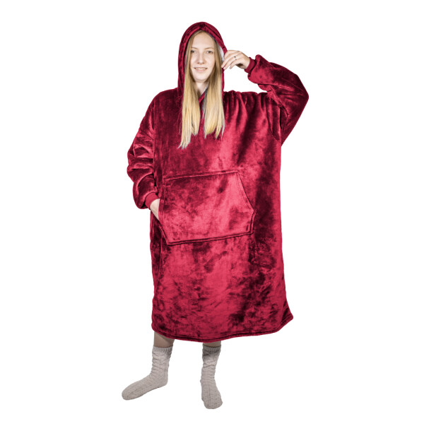 HomeLife Hoodie hanorac TV cu glugă, bordo