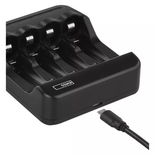 Emos Încărcător pentru 4 acumulatori AA/AAA, 300 mA, alimentare USB 5V/1A, BCN-40