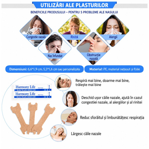 Wellife Plasturi nazali împotriva sforăitului NASAL STRIP, 30 buc