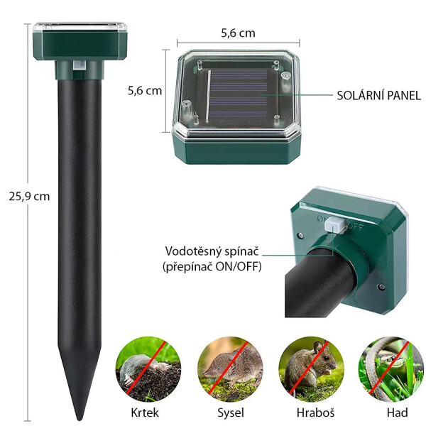 Garden King Aparat solar anti cârtițe Quadro SD-SL080A - set 2 buc.